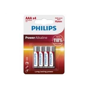 Philips Power Alkaline AAA İnce Pil 4 Adet LR03P4B/10