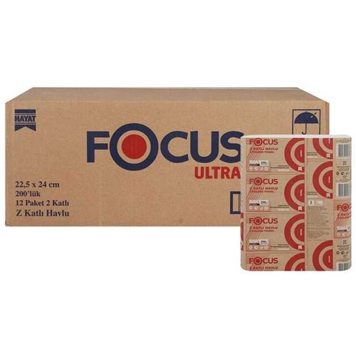 Focus Extra 200 Lü 12 Paket 2 Katlı 22.5 x 24 cm Dispenser Z Havlu
