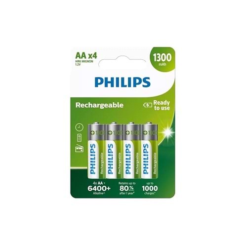 Philips Şarj Edilebilir 1300 MAH AA Kalem Pil 4 Adet