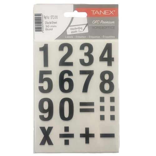 Tanex Rakam Etiketi STC-518 30 mm Bold 2 Adet